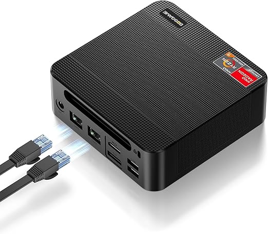 Mini Gaming PC AMD Ryzen 7 5825U, Micro PC 32GB DDR4 RAM 1TB SSD, Mini Desktop Computer Dual LAN 2.5